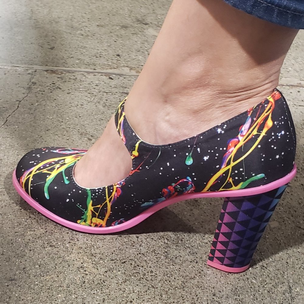 Hot Chocolate Design Mary Jane Paint print heels
